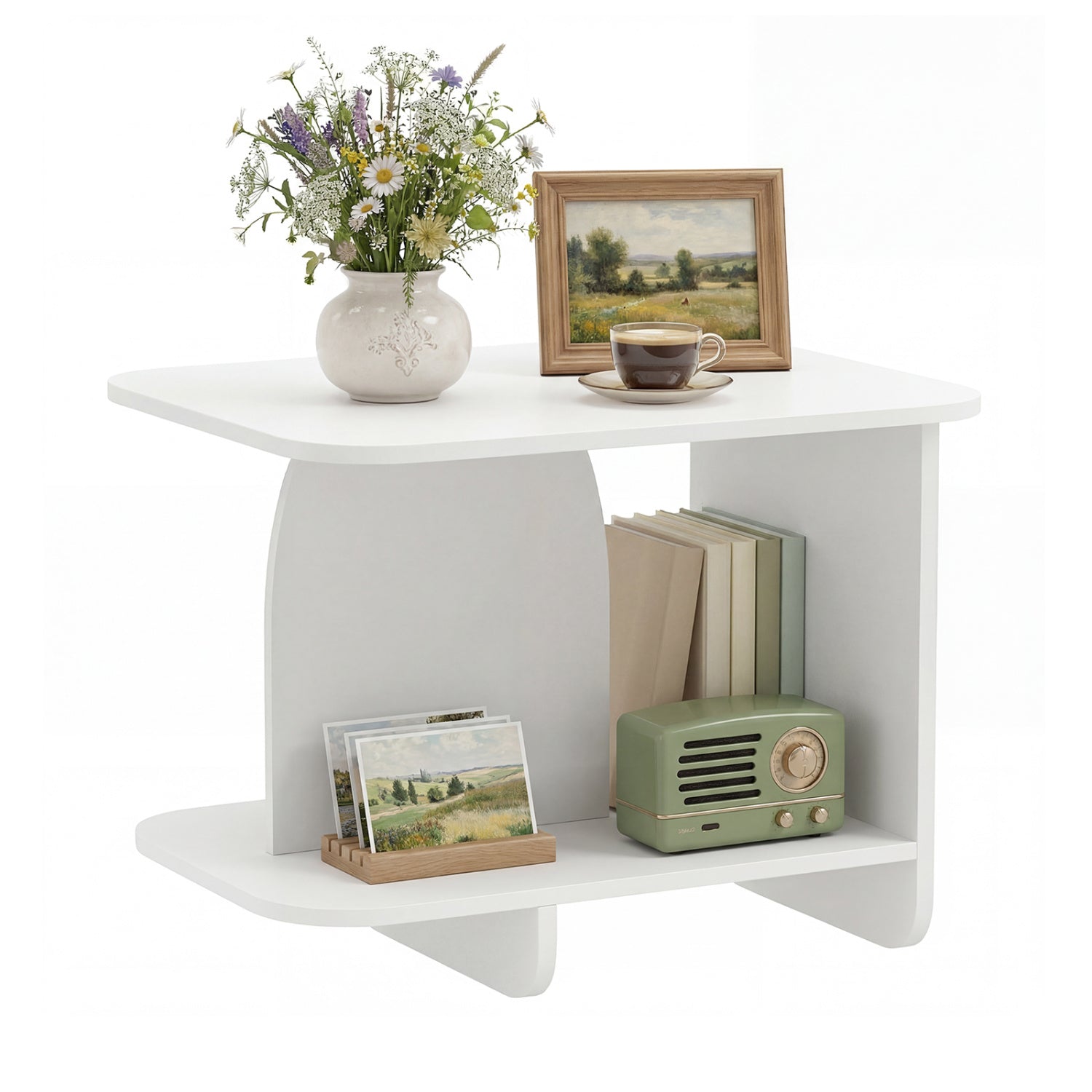 2-Tier End Table With Storage Shelf, White End & Side Tables White at Gallery Canada