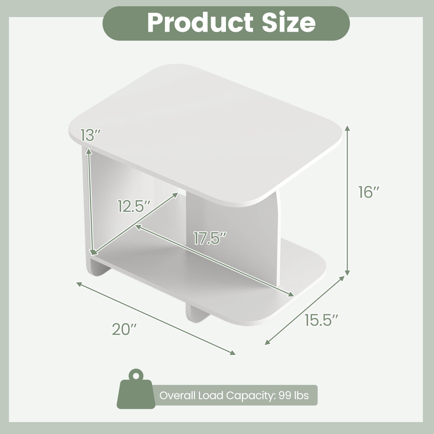 2-Tier End Table With Storage Shelf, White End & Side Tables at Gallery Canada