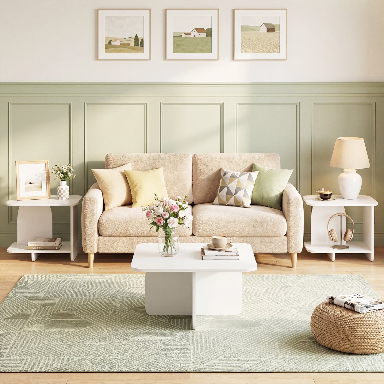 2-Tier End Table With Storage Shelf, White End & Side Tables at Gallery Canada