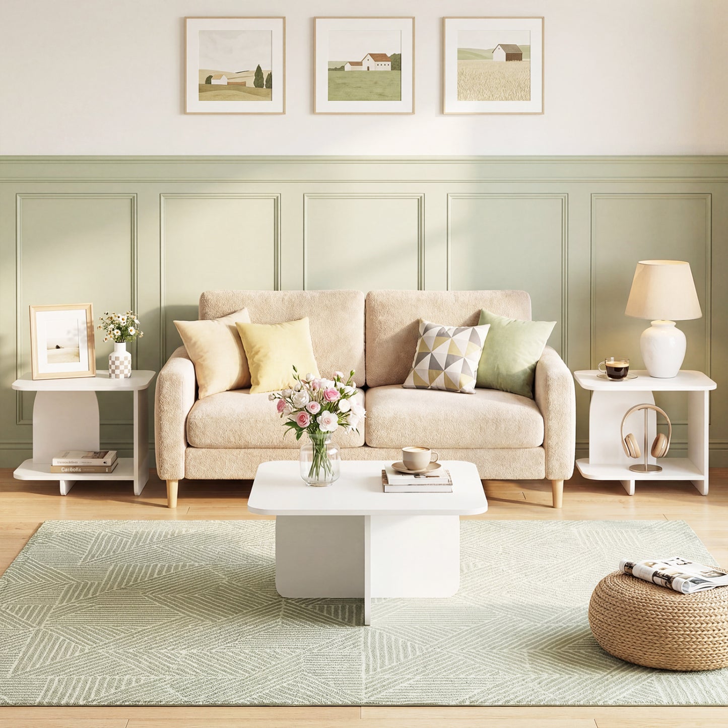 2-Tier End Table With Storage Shelf, White End & Side Tables at Gallery Canada