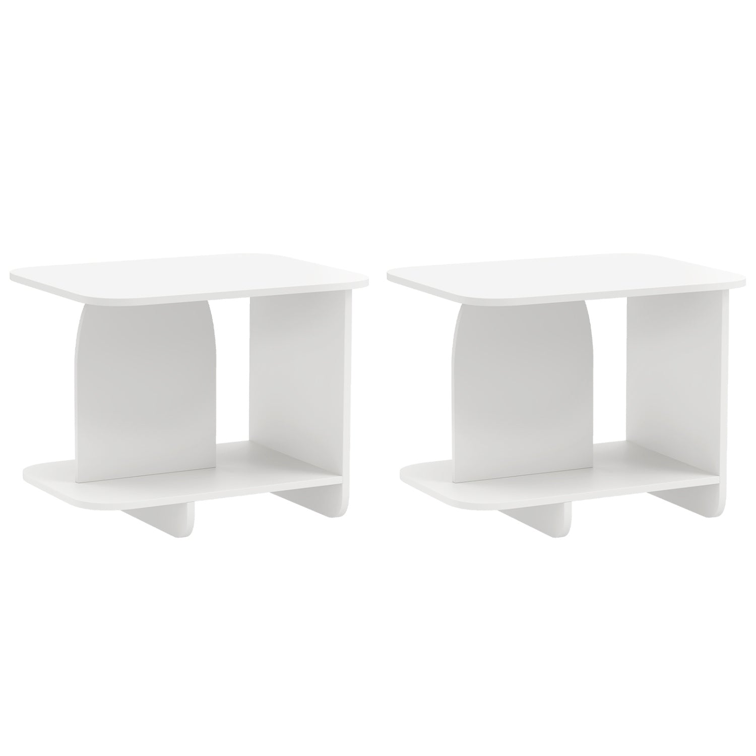 2-Tier End Table Set With Storage Shelf, White End & Side Tables at Gallery Canada