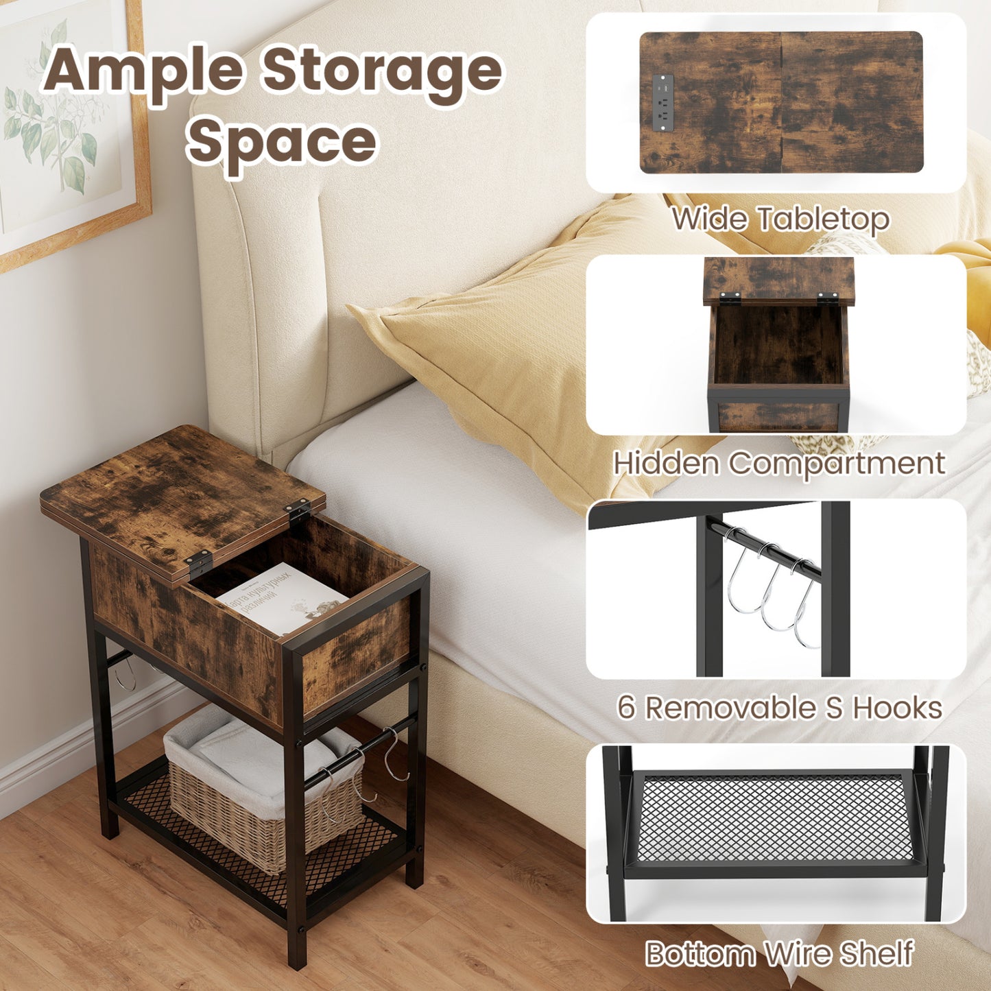 End Table With Charging Station USB Ports, Flip Top Coffee End & Side Tables at Gallery Canada