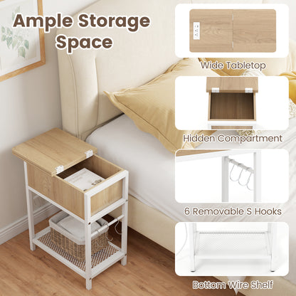 End Table With Charging Station, USB Ports, Flip Top, Natural End & Side Tables at Gallery Canada