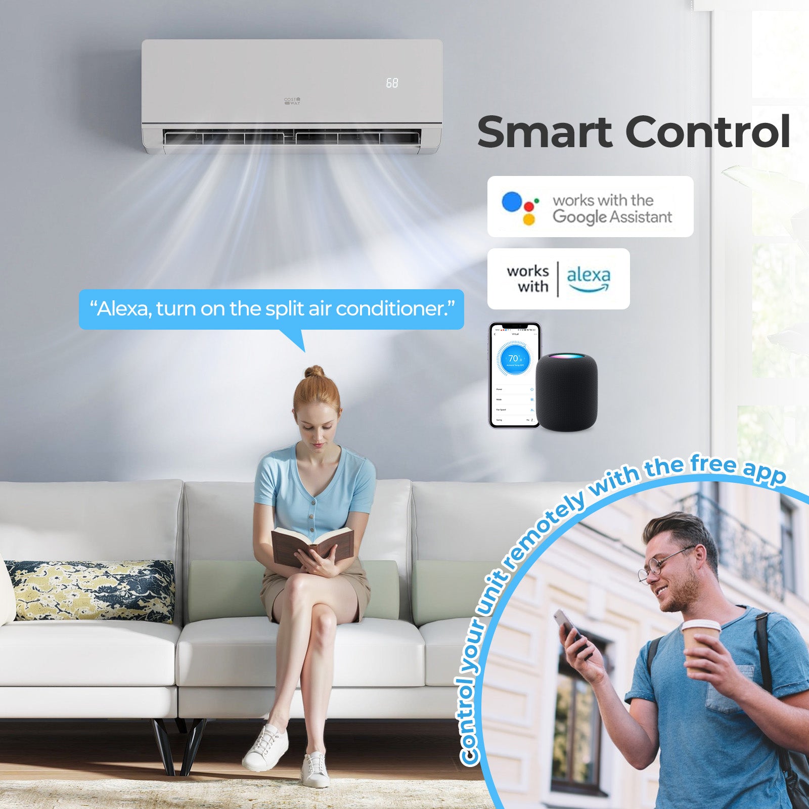 12000 BTU 24 SEER2 Mini Split Heat Pump, Heating At -25℃, White Mini Split Air Conditioners at Gallery Canada