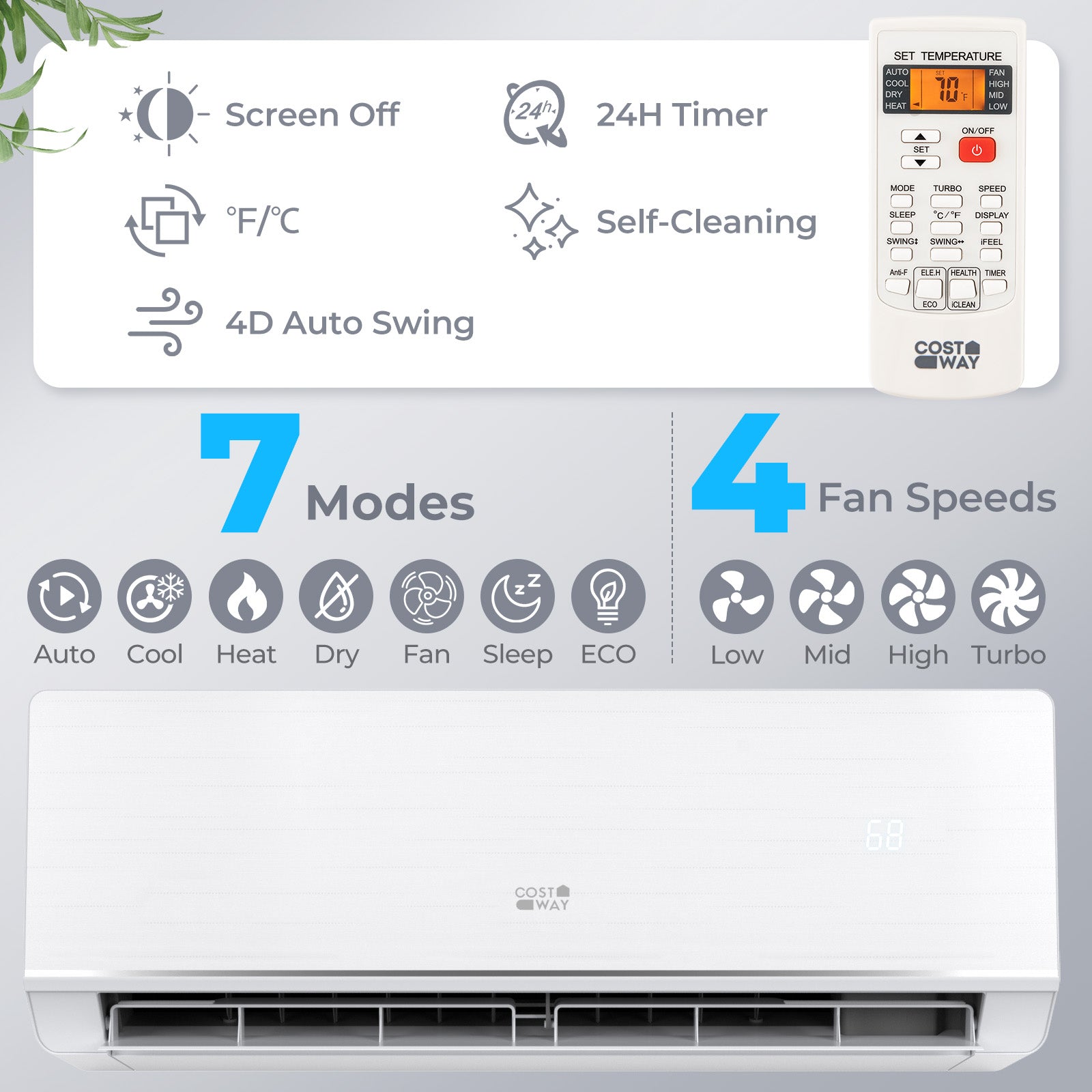 12000 BTU 24 SEER2 Mini Split Heat Pump, Heating At -25℃, White Mini Split Air Conditioners at Gallery Canada
