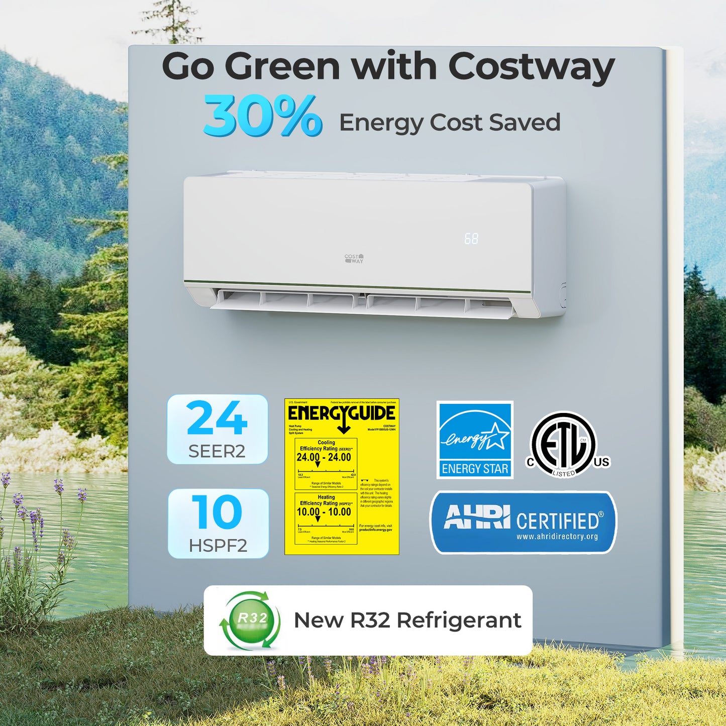12000 BTU 24 SEER2 Mini Split Heat Pump, Heating At -25℃, White Mini Split Air Conditioners at Gallery Canada
