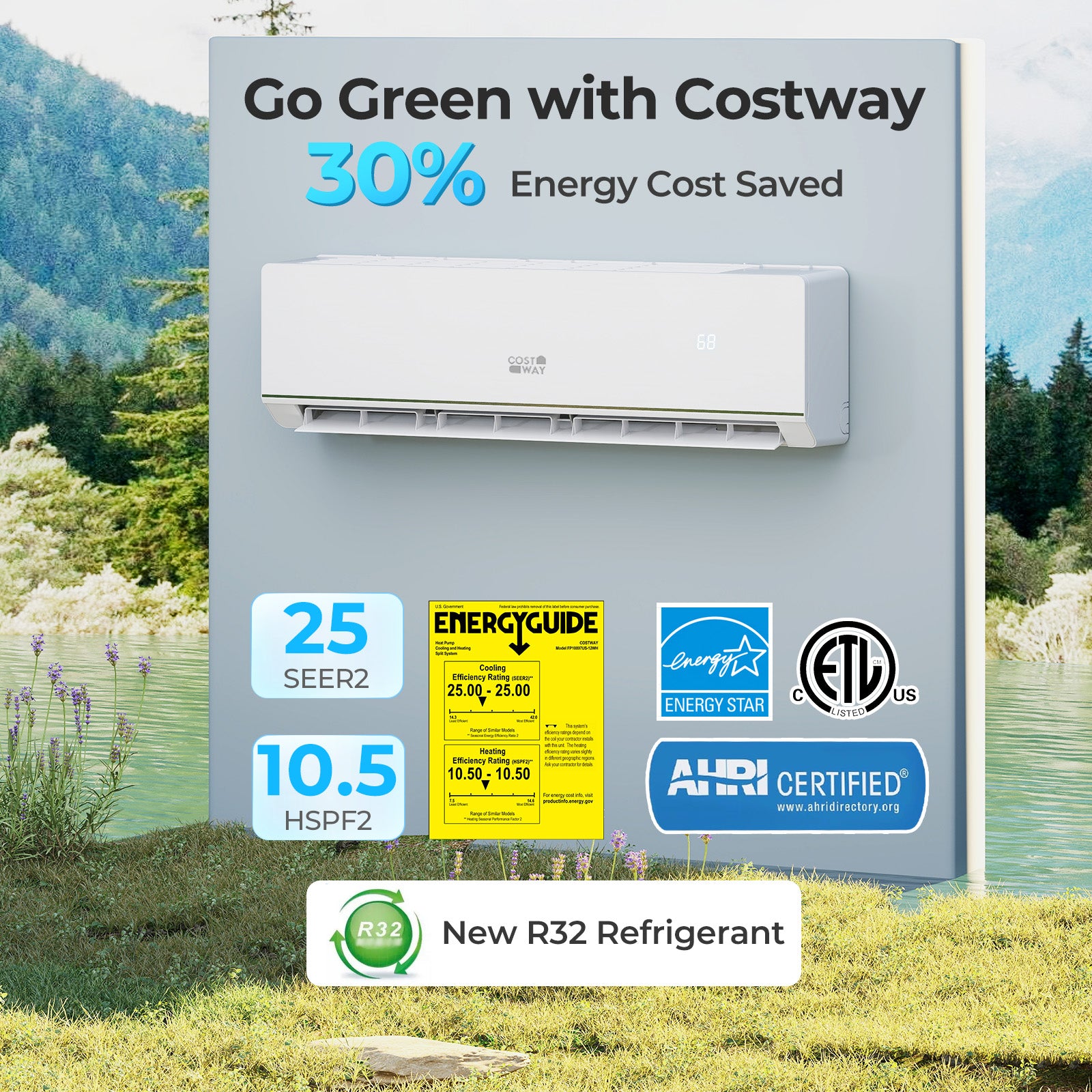 ENERGY STAR Certified 18000 BTU 25 SEER2 208-230V Mini Split Heat Pump Heating at -25℃, White Mini Split Air Conditioners at Gallery Canada