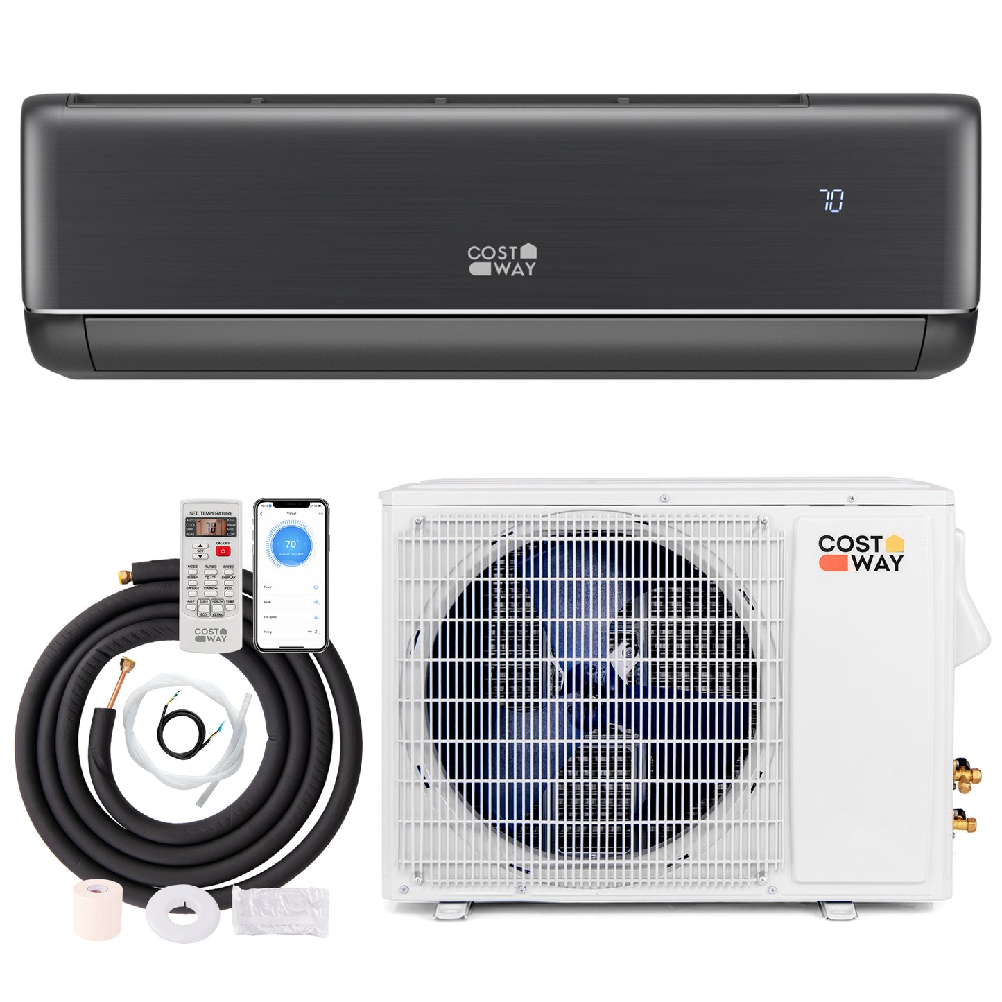 24000 BTU 21 SEER2 Climatiseur Mini-Split et Chauffage, Compatible Wifi, Gris