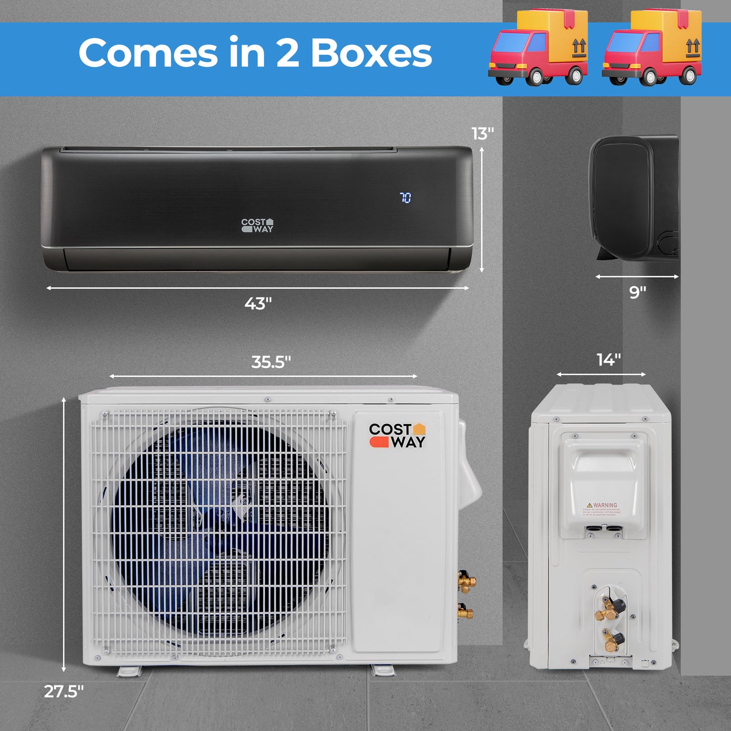 24000 BTU 21 SEER2 Climatiseur Mini-Split et Chauffage, Compatible Wifi, Gris