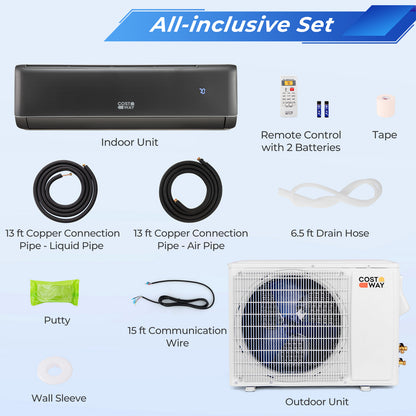 24000 BTU 21 SEER2 Climatiseur Mini-Split et Chauffage, Compatible Wifi, Gris