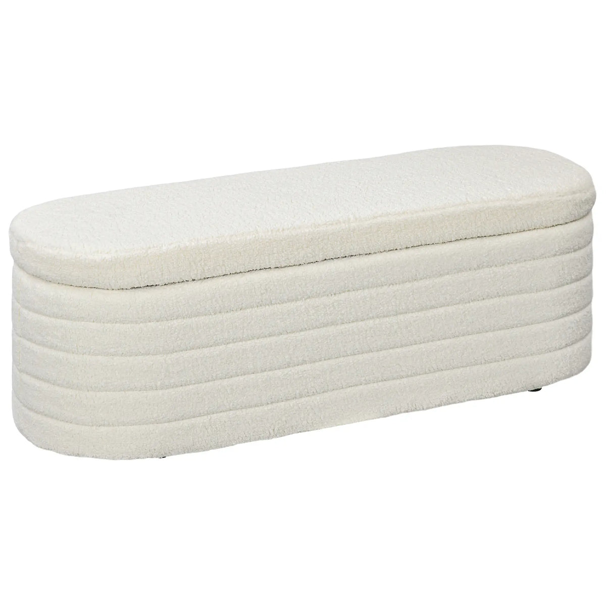 Banc de lit rembourré en polaire Teddy, 116 cm, Blanc Crème, Blanc Crème