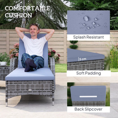 3-Piece Patio Rattan Chaise Lounge Set, Outdoor PE Wicker, Adjustable, Grey Chaise Loungers at Gallery Canada