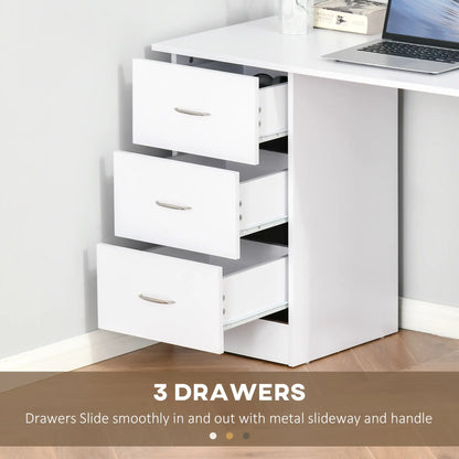 47 Inches Office Desk, 3-Tier Storage Shelves, Drawers, White Writing Desks at Gallery Canada