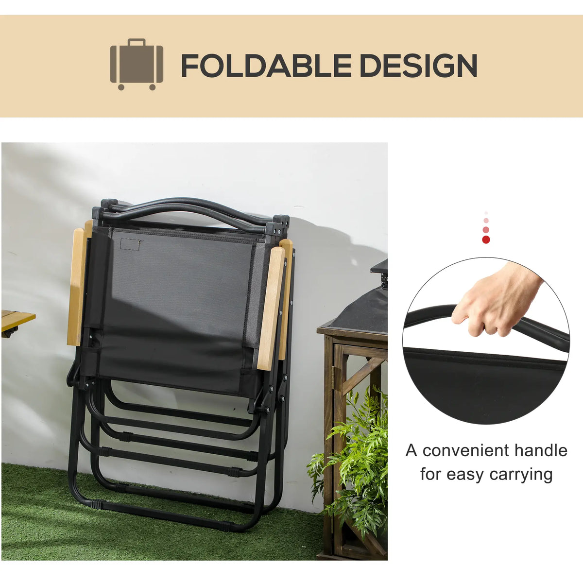 Set Of 2 Lightweight Folding Camping Chairs, Portable Armchairs, Black Picnic Tables & Camping Chairs at Gallery Canada