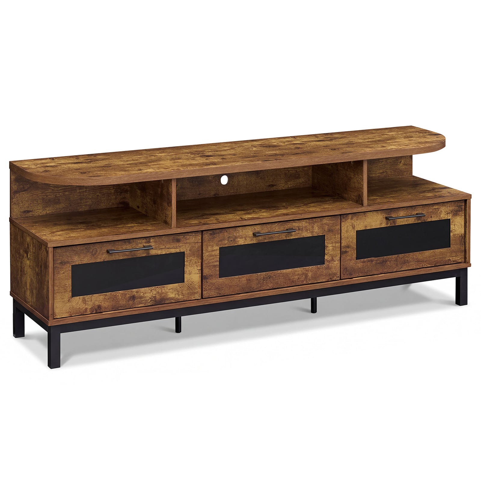 Entertainment Center, 3 Storage Drawers, Open Shelves, Brown Entertainment Centers & TV Stands at Gallery Canada