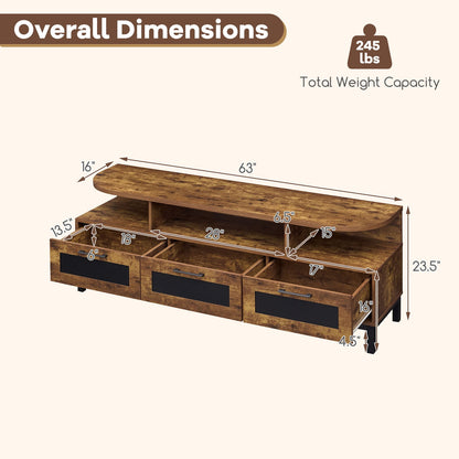 Entertainment Center, 3 Storage Drawers, Open Shelves, Brown Entertainment Centers & TV Stands at Gallery Canada