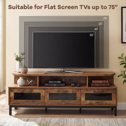 Entertainment Center, 3 Storage Drawers, Open Shelves, Brown Entertainment Centers & TV Stands at Gallery Canada