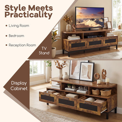 Entertainment Center, 3 Storage Drawers, Open Shelves, Brown Entertainment Centers & TV Stands at Gallery Canada