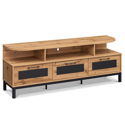 Entertainment Center, 3 Storage Drawers, Open Shelves, Natural Entertainment Centers & TV Stands at Gallery Canada