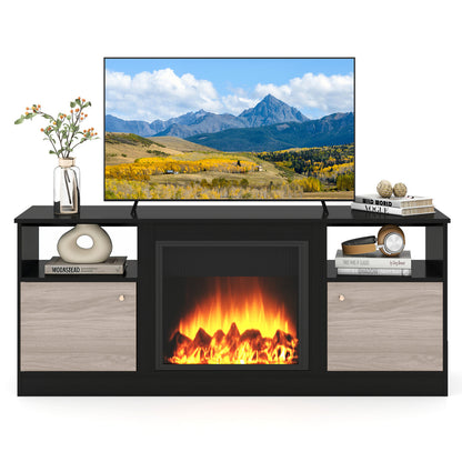 Entertainment Center with Adjustable Shelf & Open Compartment for 65” TVs, Black Entertainment Centers & TV Stands at Gallery Canada