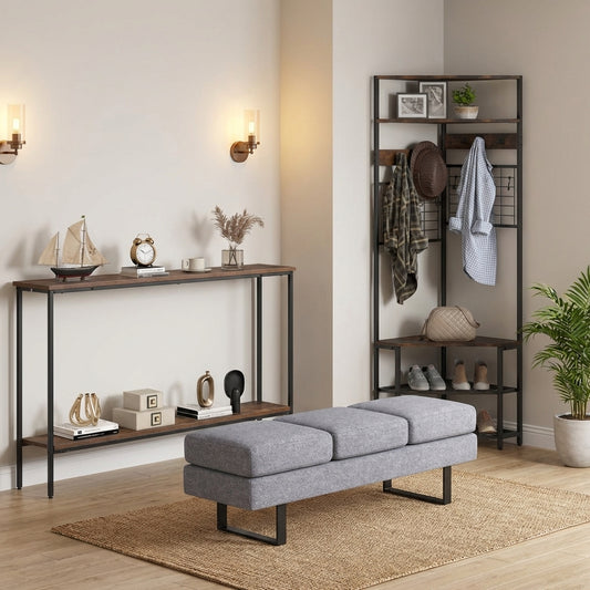 Entryway Set, 44" Console Table, 5-Tier Corner Hall Tree, Bench Entryway Rustic Brown & Black/White & Yellow at Gallery Canada
