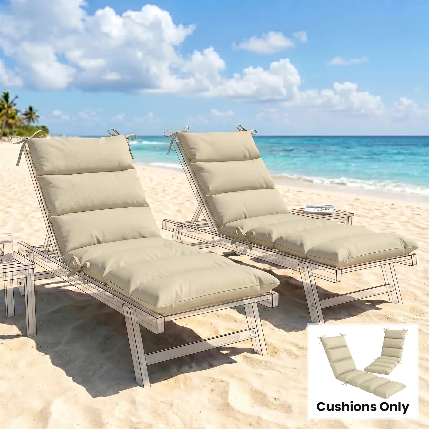 Outdoor Lounge Chair Cushion, Reversible, Zipper, Beige Patio Chair Cushions at Gallery Canada
