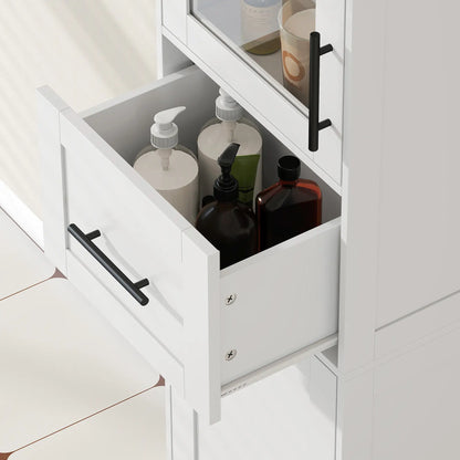 67" Tall Bathroom Storage Cabinet, Adjustable Shelves, Glass Door, Drawer Freestanding Bathroom Cabinets at Gallery Canada