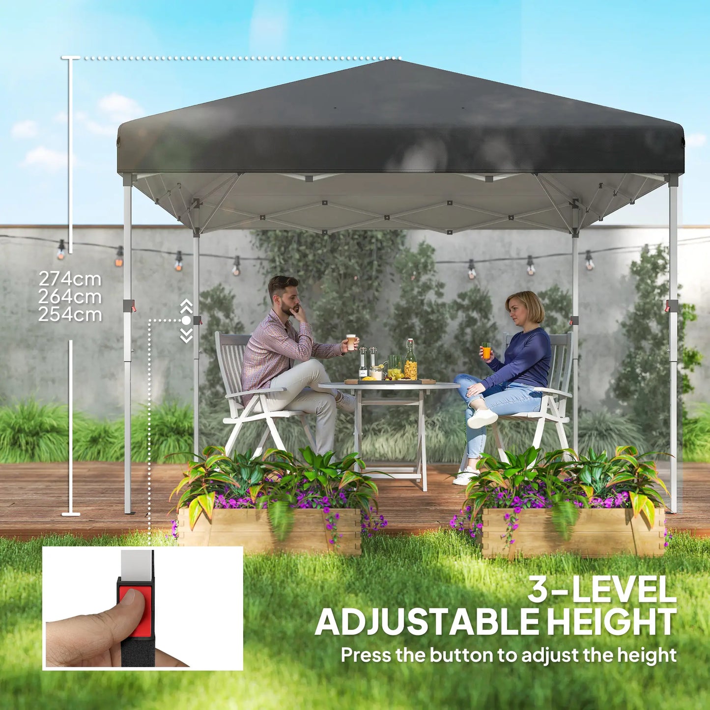 10' x 10' Pop Up Canopy, Sidewalls, Roller Bag, Adjustable Tent, Black Pop Up Canopies at Gallery Canada
