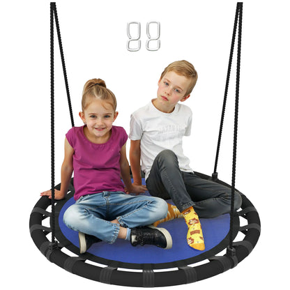 39 Inch Saucer Tree Swing, Adjustable Ropes, Outdoor, Navy Blue Gym Sets & Swings at Gallery Canada