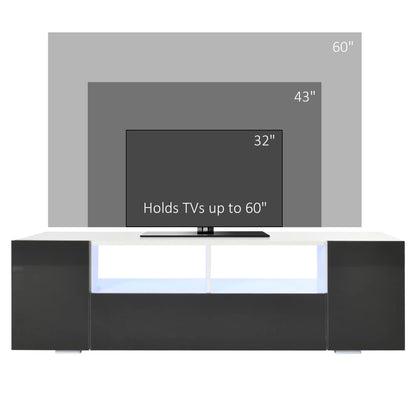 TV Stand for 60" TVs, LED Lights, Storage Shelves, 53.9" x 13.8" x 16.5", Grey TV Stands at Gallery Canada