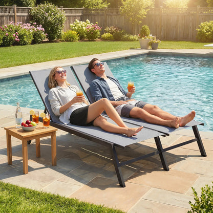 Chaise Lounge Chair For 2 Person, 5-Position Adjustable With Wheels Lounger Chairs at Gallery Canada