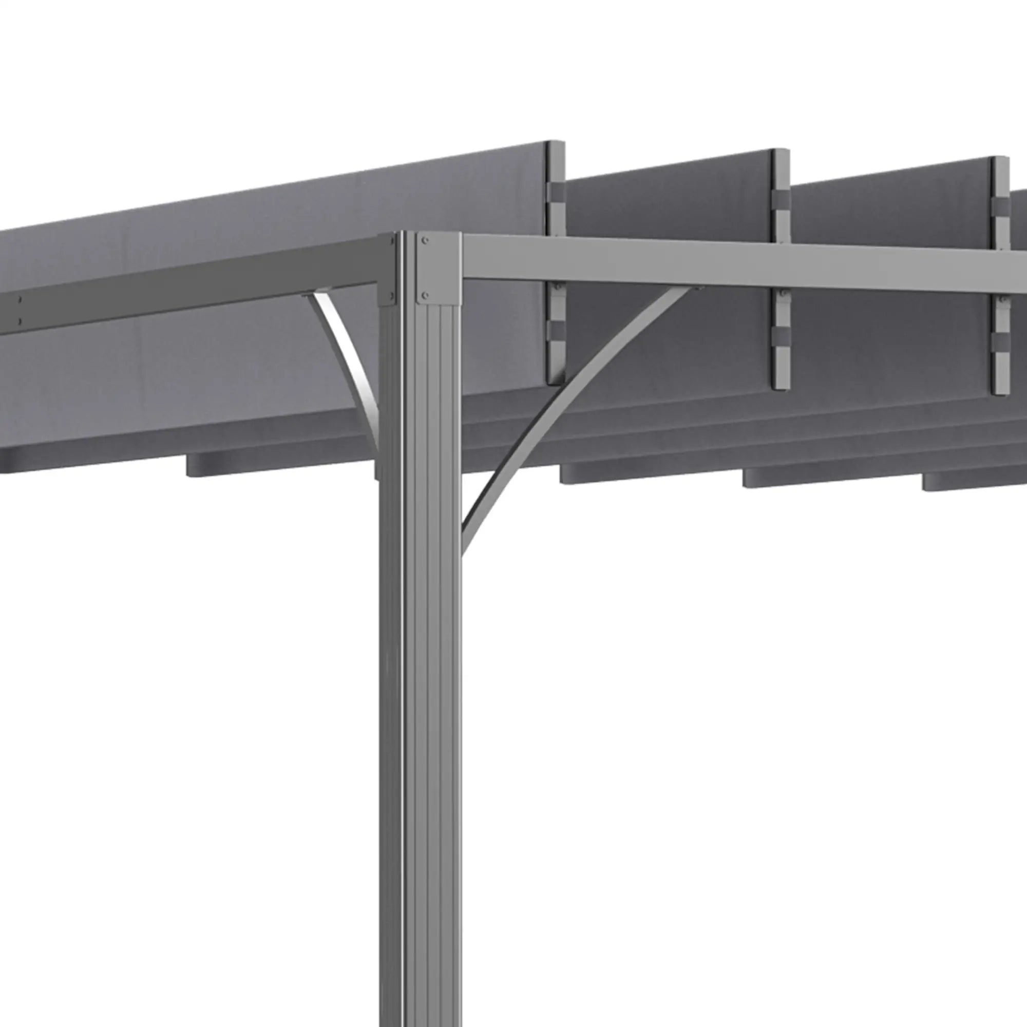 12.8' x 9.7' Outdoor Pergola, Retractable Roof, Aluminium Louvered Canopy, Grey Pergolas at Gallery Canada