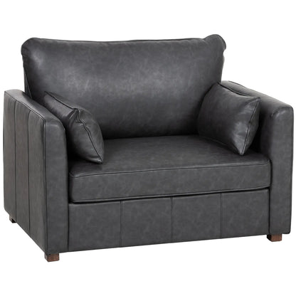 PU Leather Armchair, Wide Seat, Spring Cushion, Rubberwood Legs, Black Single Sofas at Gallery Canada