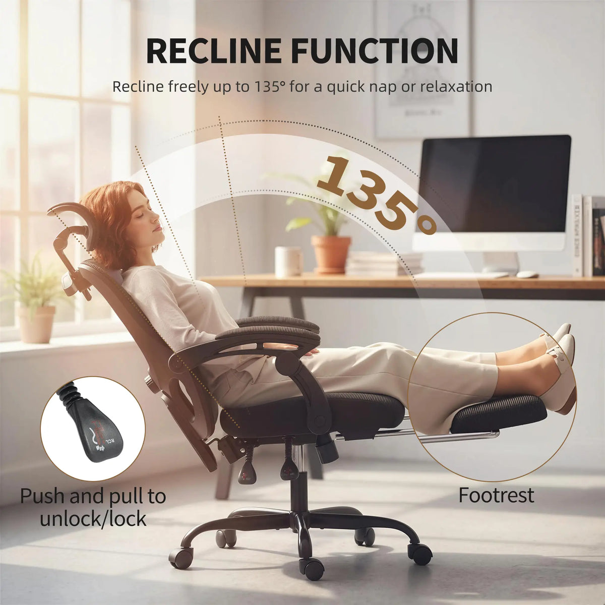 Ergonomic Mesh Office Chair, Adjustable Headrest, Lumbar Support, Black Task Chairs at Gallery Canada