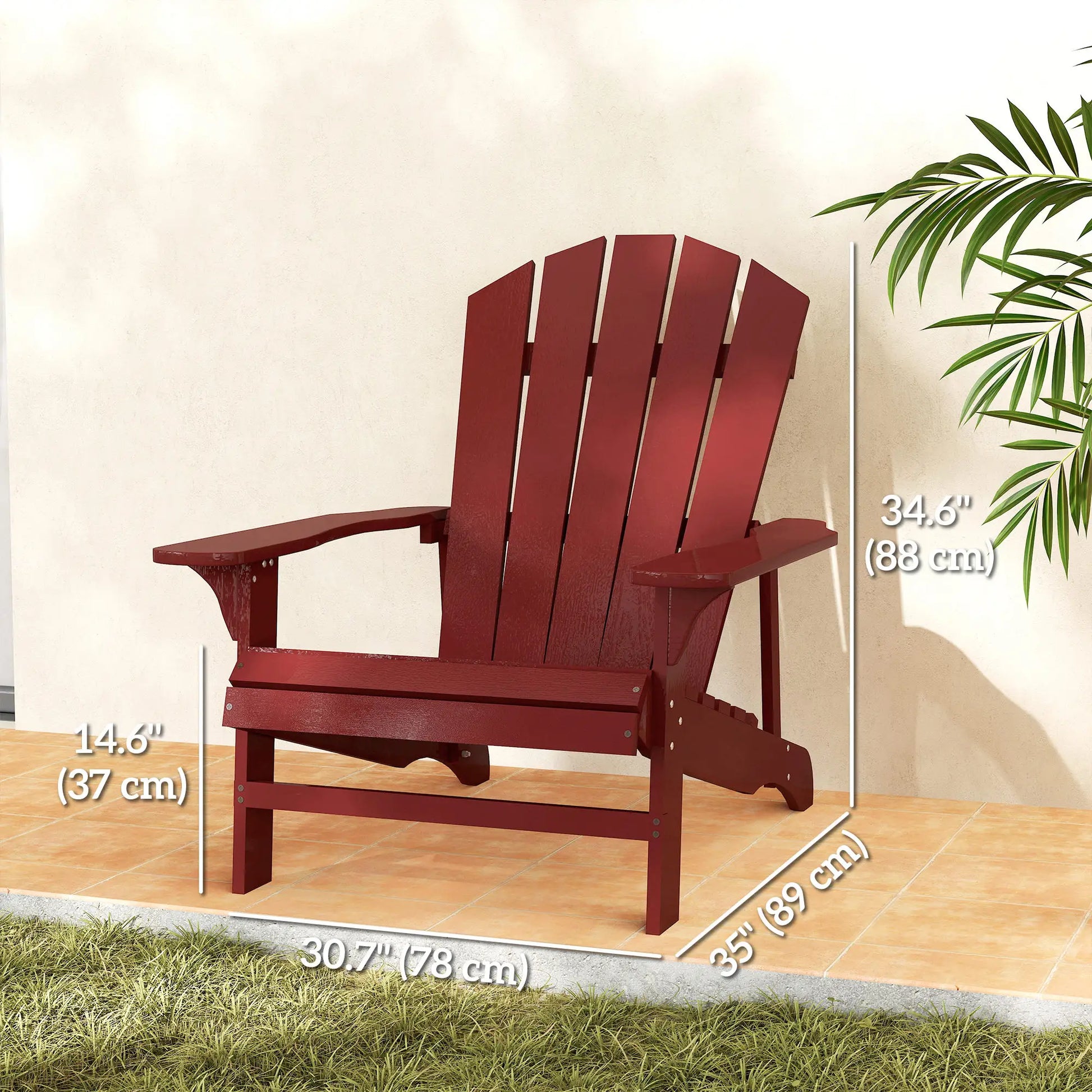 Wood Adirondack Chair, Outdoor Patio, Slatted Design, Red Patio Chairs at Gallery Canada