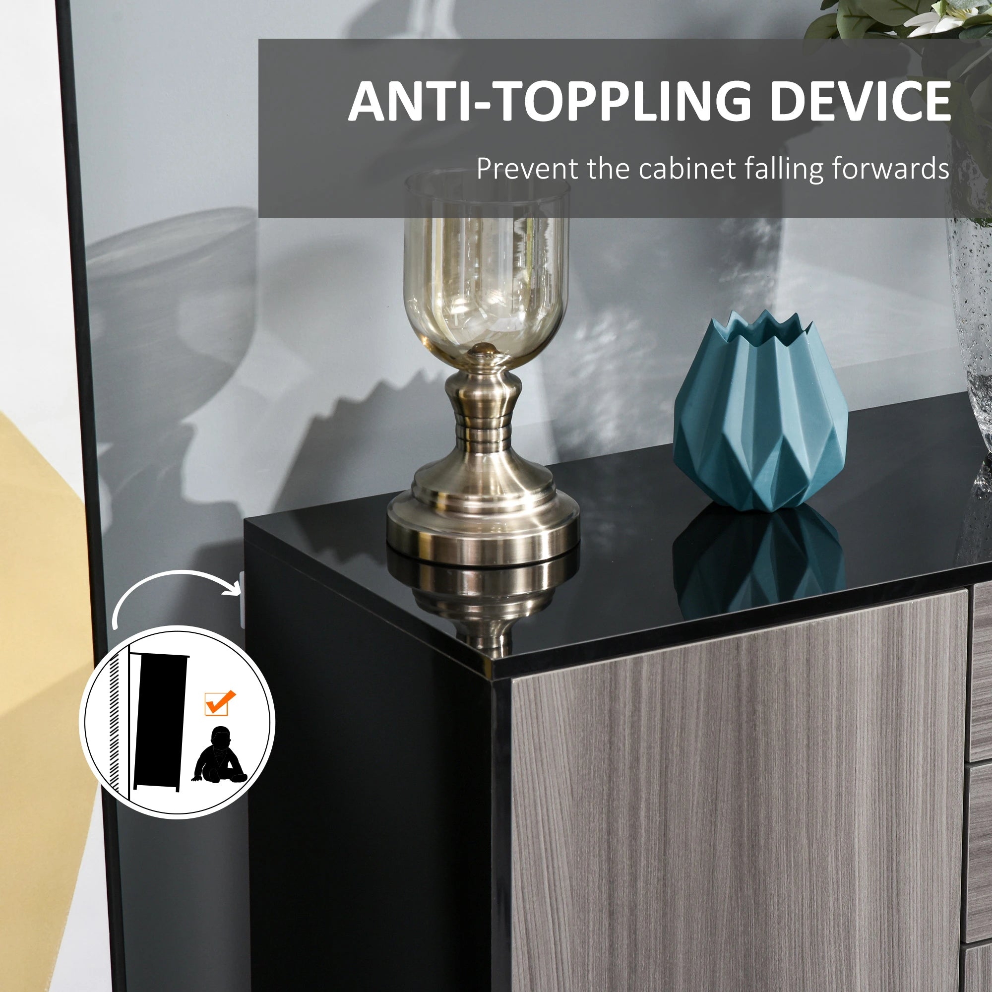 Modern Kitchen Sideboard, Coffee Bar Cabinet with 2 Drawers, Black Bar Cabinets at Gallery Canada