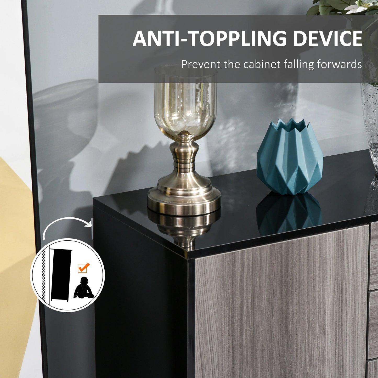 Modern Kitchen Sideboard, Coffee Bar Cabinet with 2 Drawers, Black Bar Cabinets at Gallery Canada