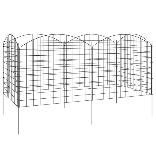 Metal Garden Fence Set Of 6, 181.1" X 38.2", Black Garden Fences Black at Gallery Canada