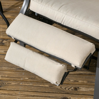 Outdoor Rattan Recliner Chair, Adjustable Back, Retractable Footrest, Khaki Chaise Loungers at Gallery Canada