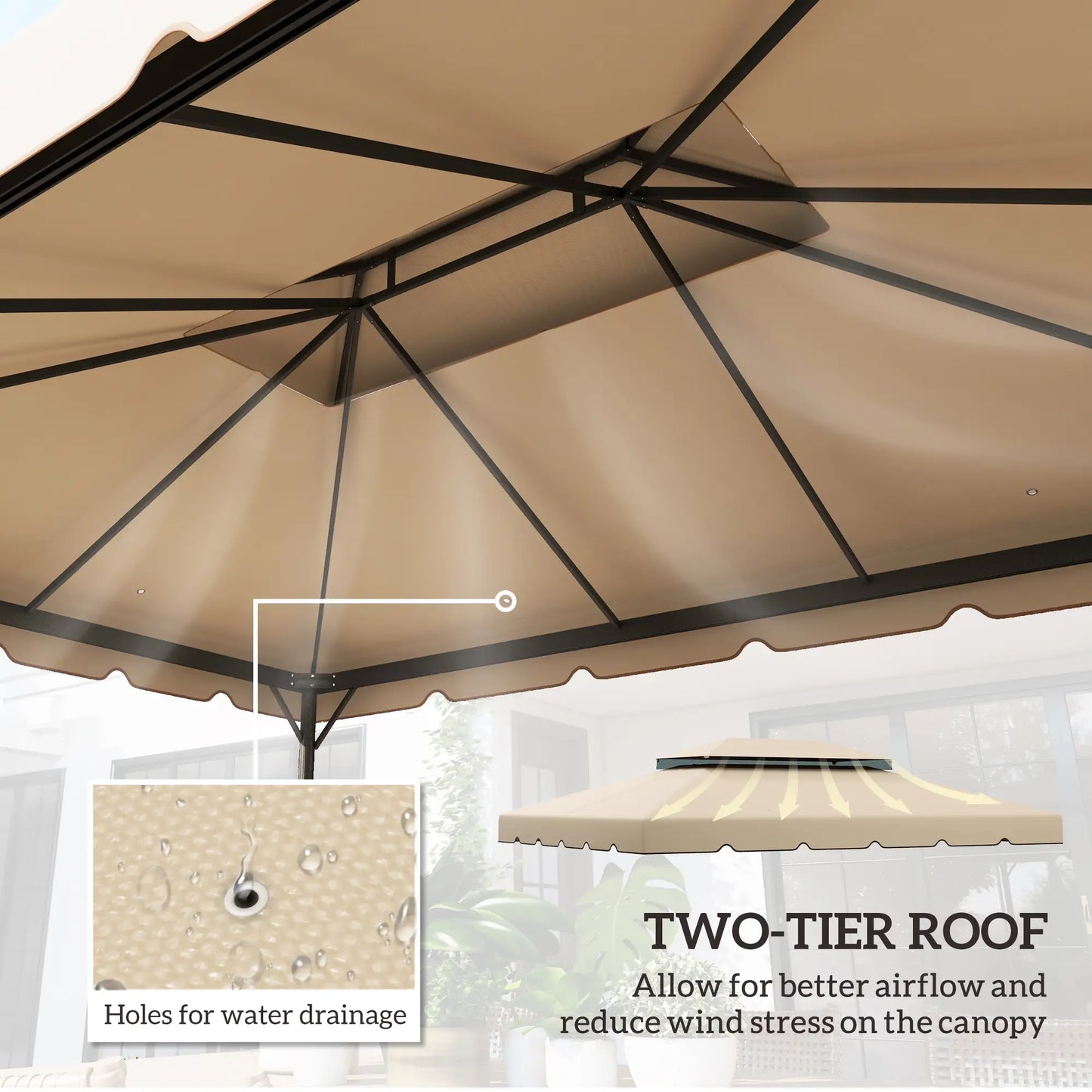 13' x 10' Gazebo Canopy, Double Vented Roof, Cream Gazebo Canopy Replacement at Gallery Canada