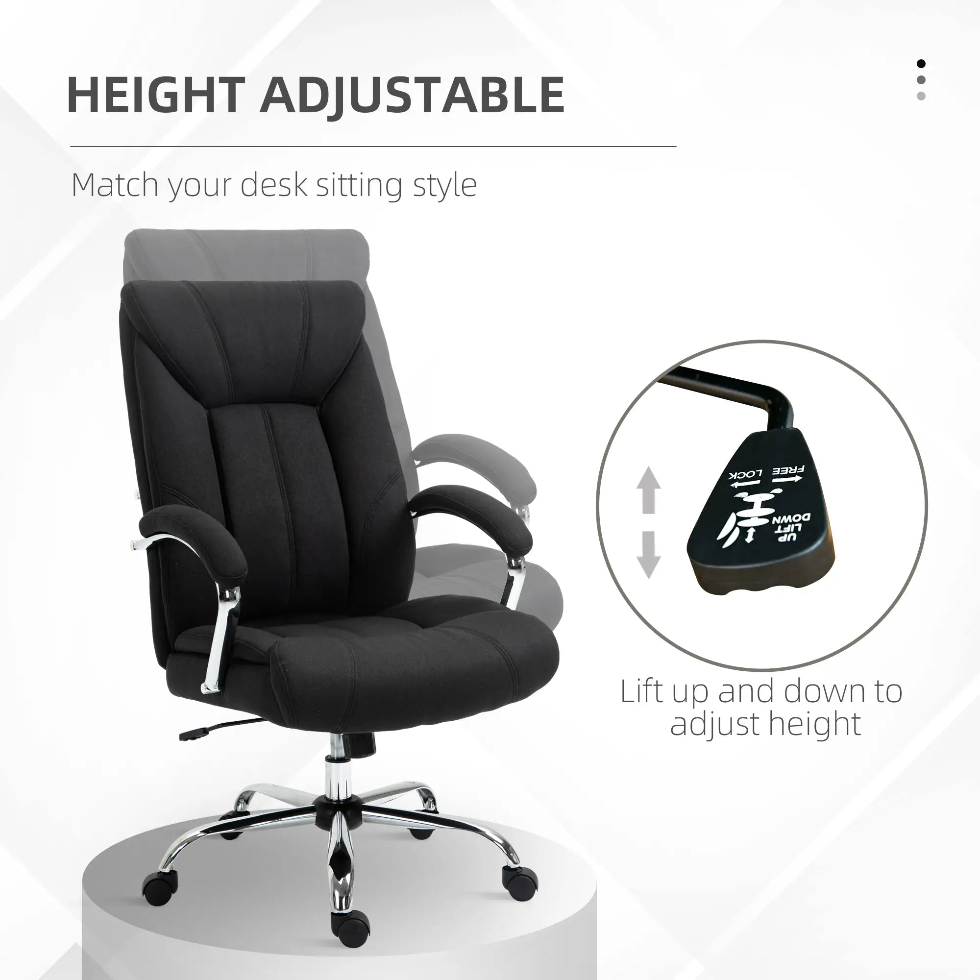 Ergonomic High Back Swivel Office Chair, Adjustable Height, Black Executive & Manager Chairs at Gallery Canada