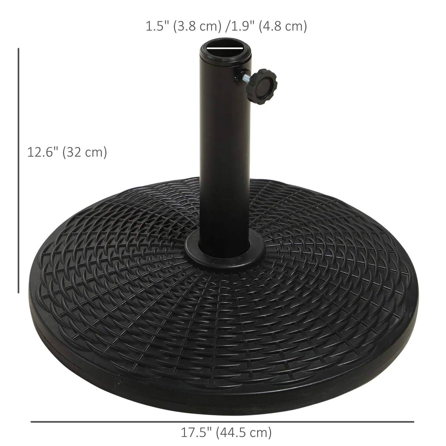 25 lbs Umbrella Base, 17.5" Round, Rattan Design, Black Umbrella Bases at Gallery Canada