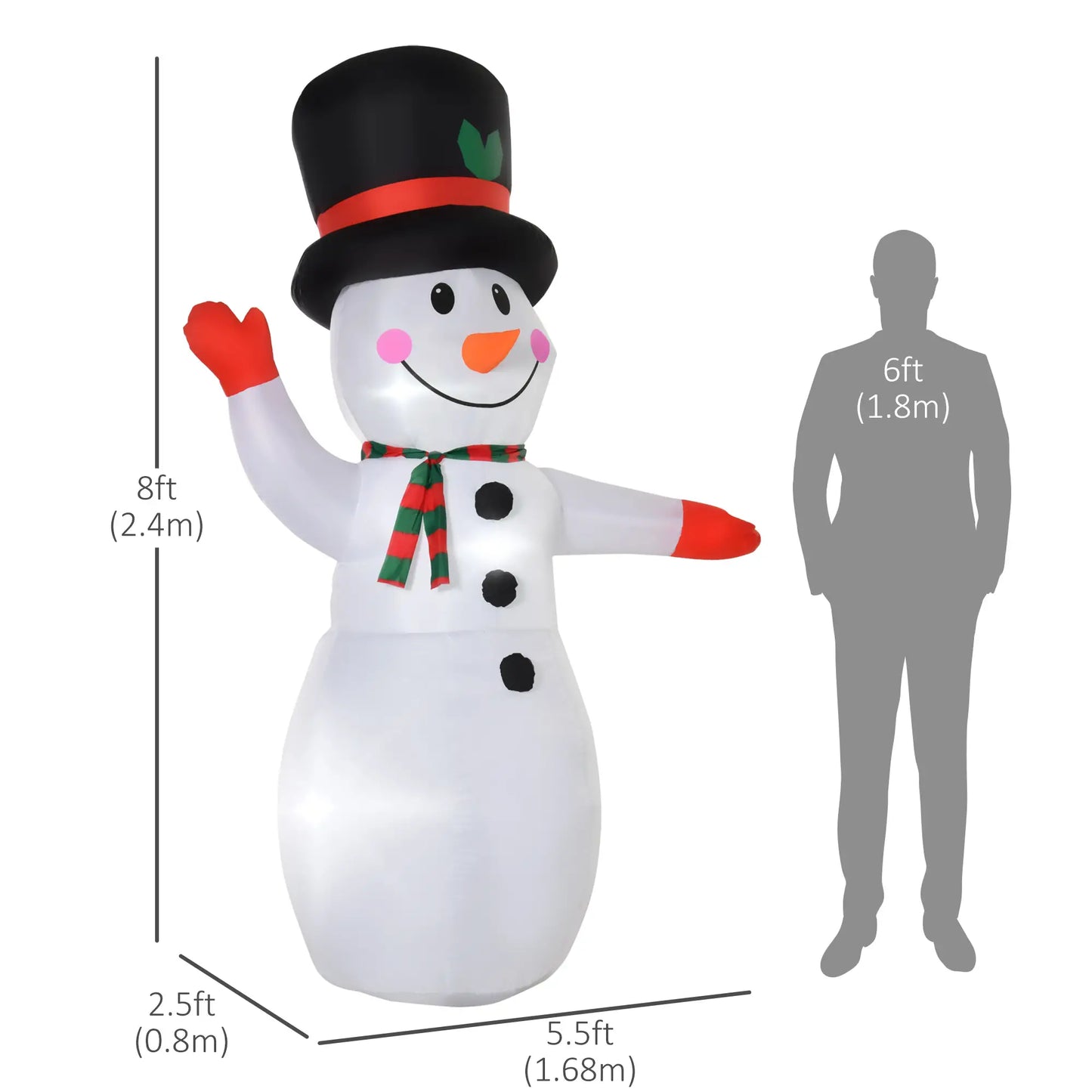 8 Ft Outdoor Lighted Inflatable Christmas Decoration, Waving Snowman Christmas Inflatables at Gallery Canada