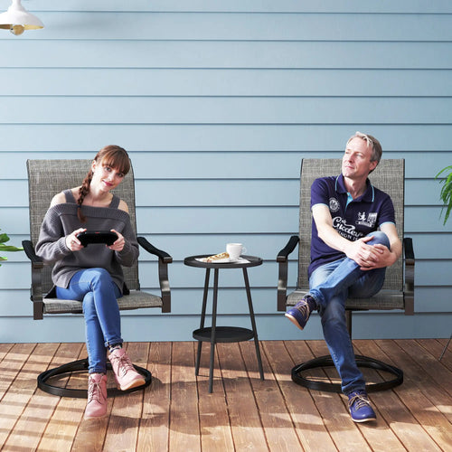 Outdoor Swivel Dining Chairs Set of 2, High Back, All Weather Mesh, Grey