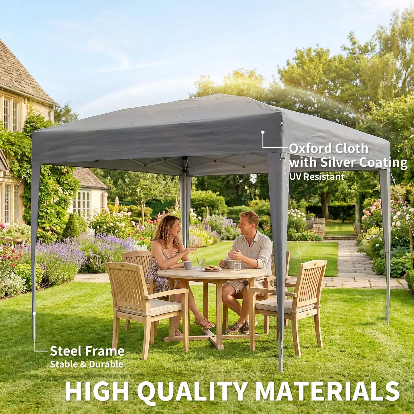 10 x 10ft Folding Pop Up Tent, Outdoor Gazebo Canopy, Grey Pop Up Canopies at Gallery Canada