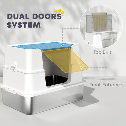 XL Stainless Steel Litter Box With Lid, Extra Large Covered Cat Litter Box Cat Litter Box Enclosures at Gallery Canada