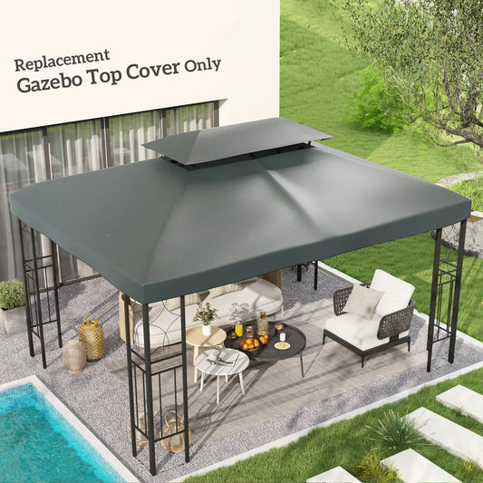 13' x 10' Gazebo Replacement Canopy, 2 Tier Top UV Cover, Deep Grey Gazebo Canopy Replacement Deep Grey at Gallery Canada