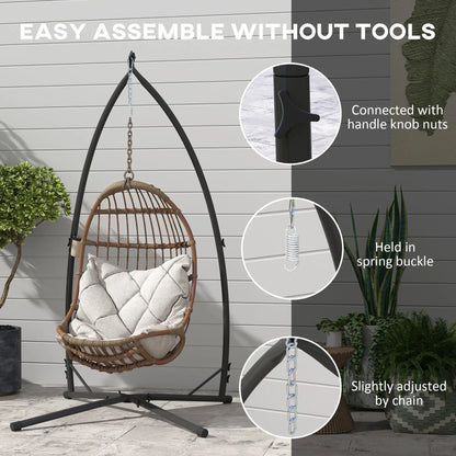 Heavy Duty Steel Hanging Chair Stand, With Cup Holder, Black Hammock Stands at Gallery Canada