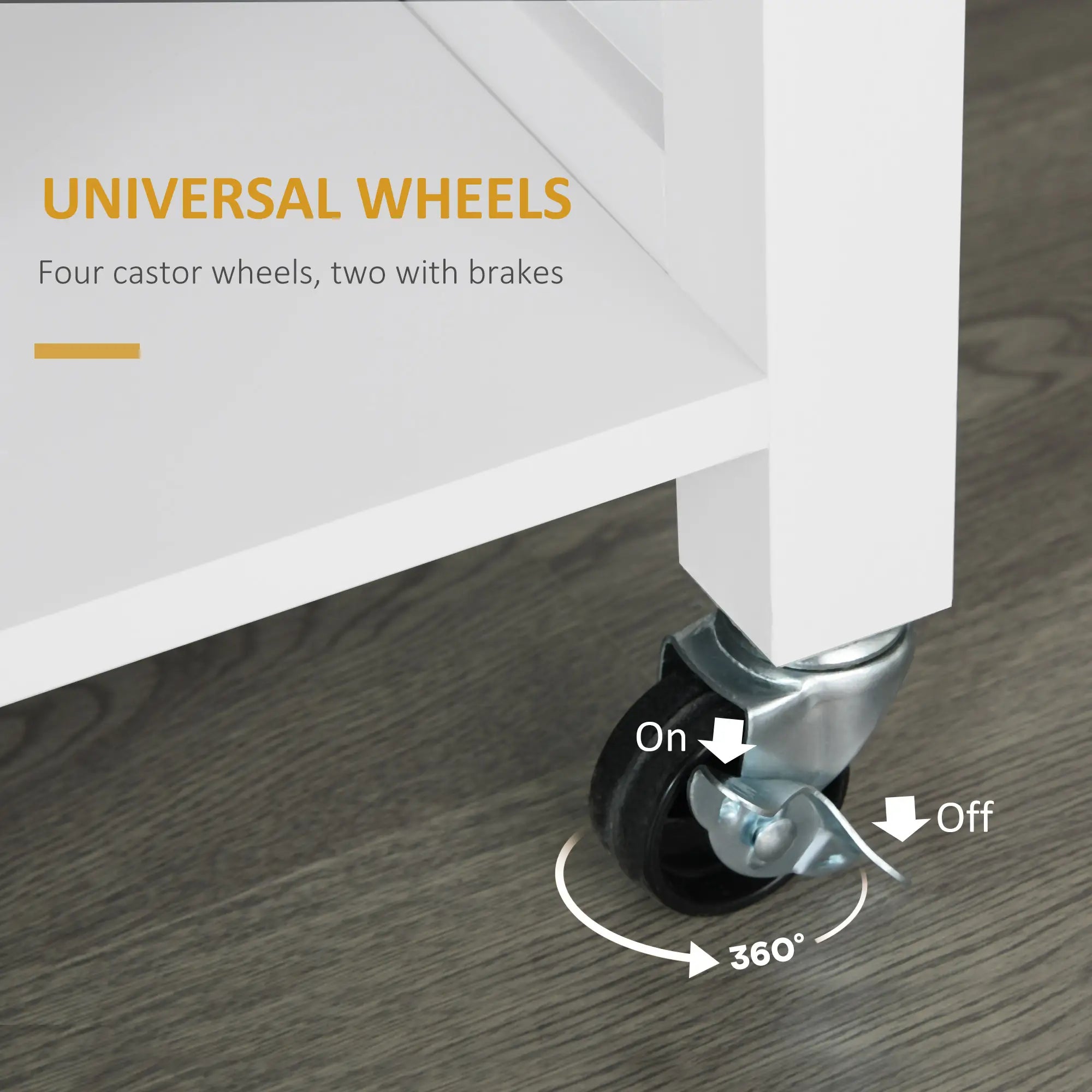 Wooden Rolling Kitchen Island, 360° Swivel Wheels, Drawer, Towel Rack, White Kitchen Islands & Kitchen Carts at Gallery Canada