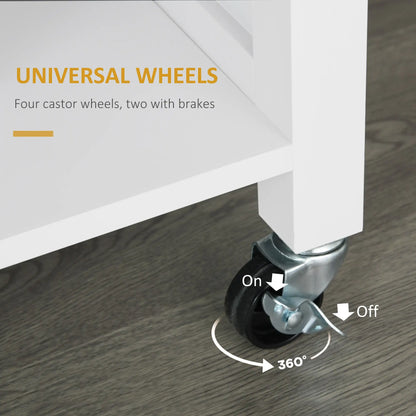 Wooden Rolling Kitchen Island, 360° Swivel Wheels, Drawer, Towel Rack, White Kitchen Islands & Kitchen Carts at Gallery Canada